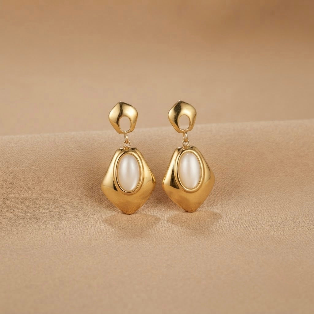 Gemstone Stylish Earrings – Gold view 6