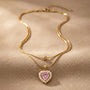 Heart Fancy Chain Pendant – Gold + Pink – Gold + Pink view 3