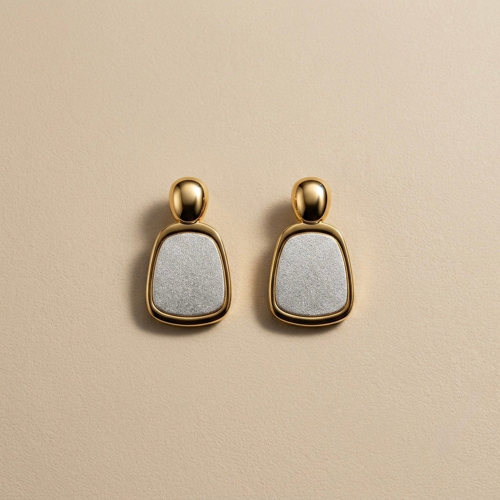 Open Frame Earrings – Gold view 3