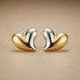 Graceful Sparkle Heart Earrings – Gold & Silver Mix view 3