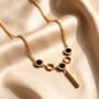 Green Geometric Chain Pendant – Gold view 7