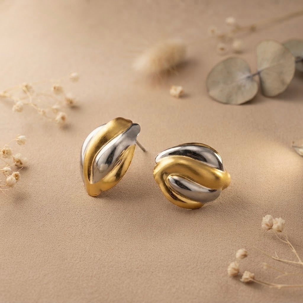 Swirl Earrings – Gold & Silver Mix view 6