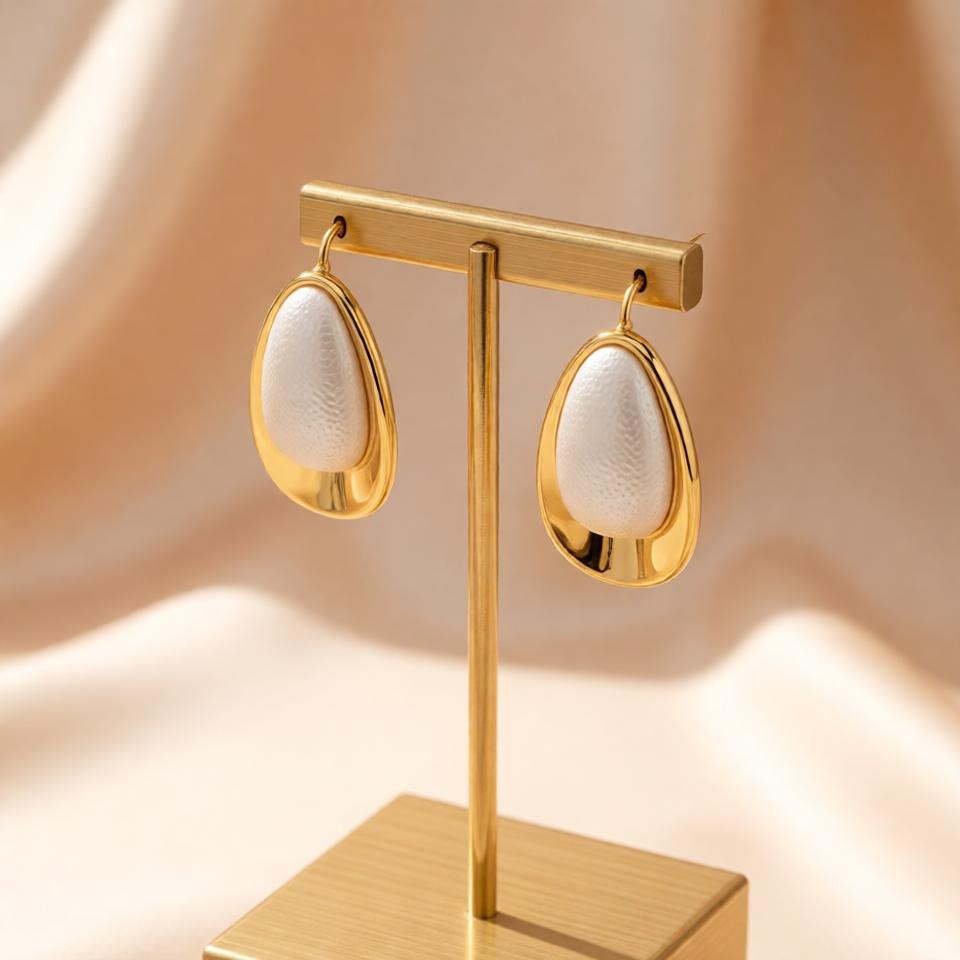 Pearl Fancy Earrings – Gold view 6