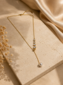Pearl Drop Chain Pendant – Gold view 4