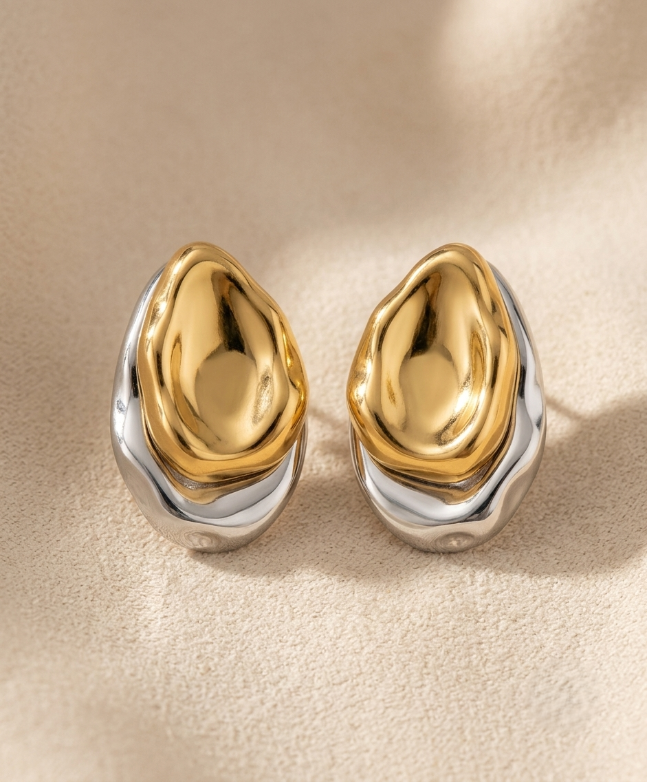 Fancy Stud Earrings – Gold view 4