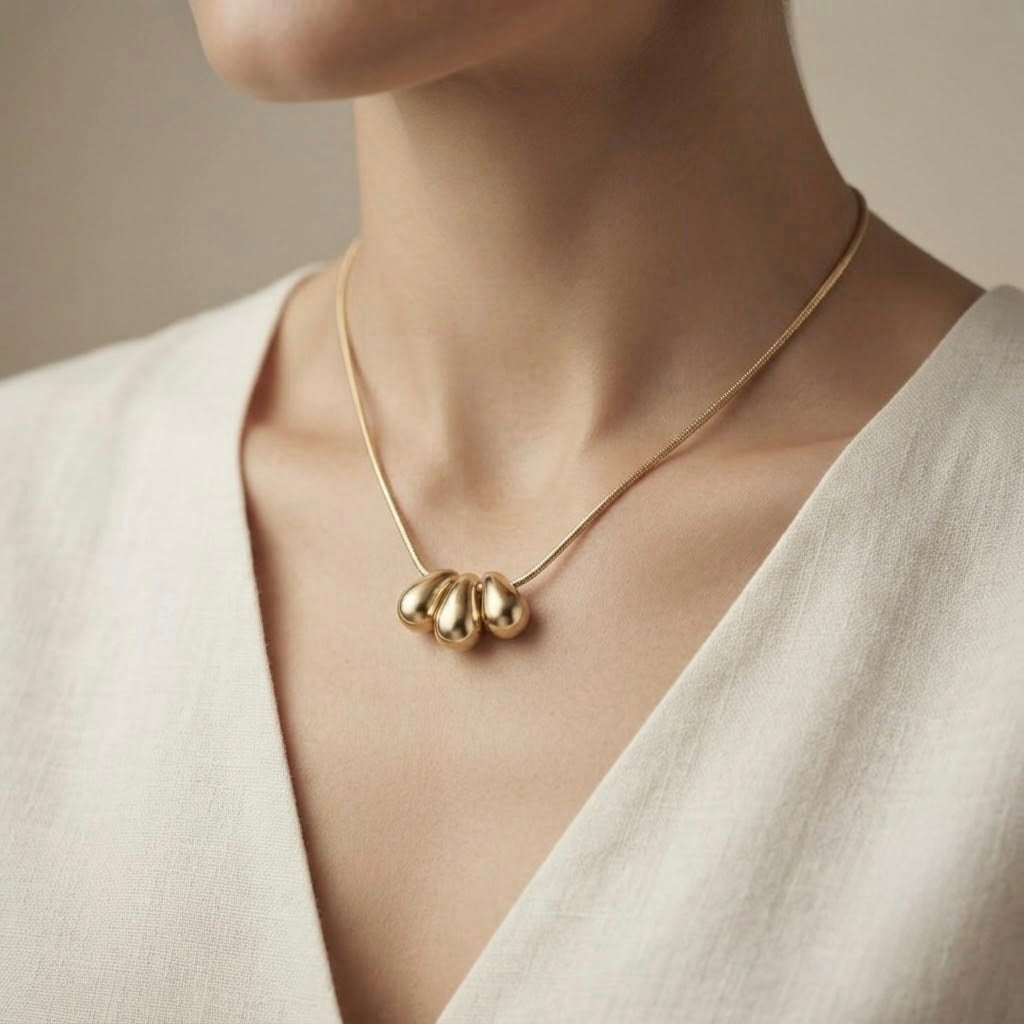 Water Drop Styles Chain Pendant – Gold view 7