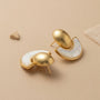Pearl Disc Earrings – Gold view 5