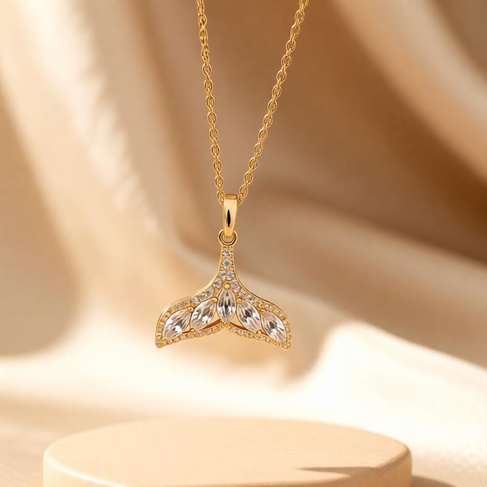 Fin Chain Pendant – Gold view 7