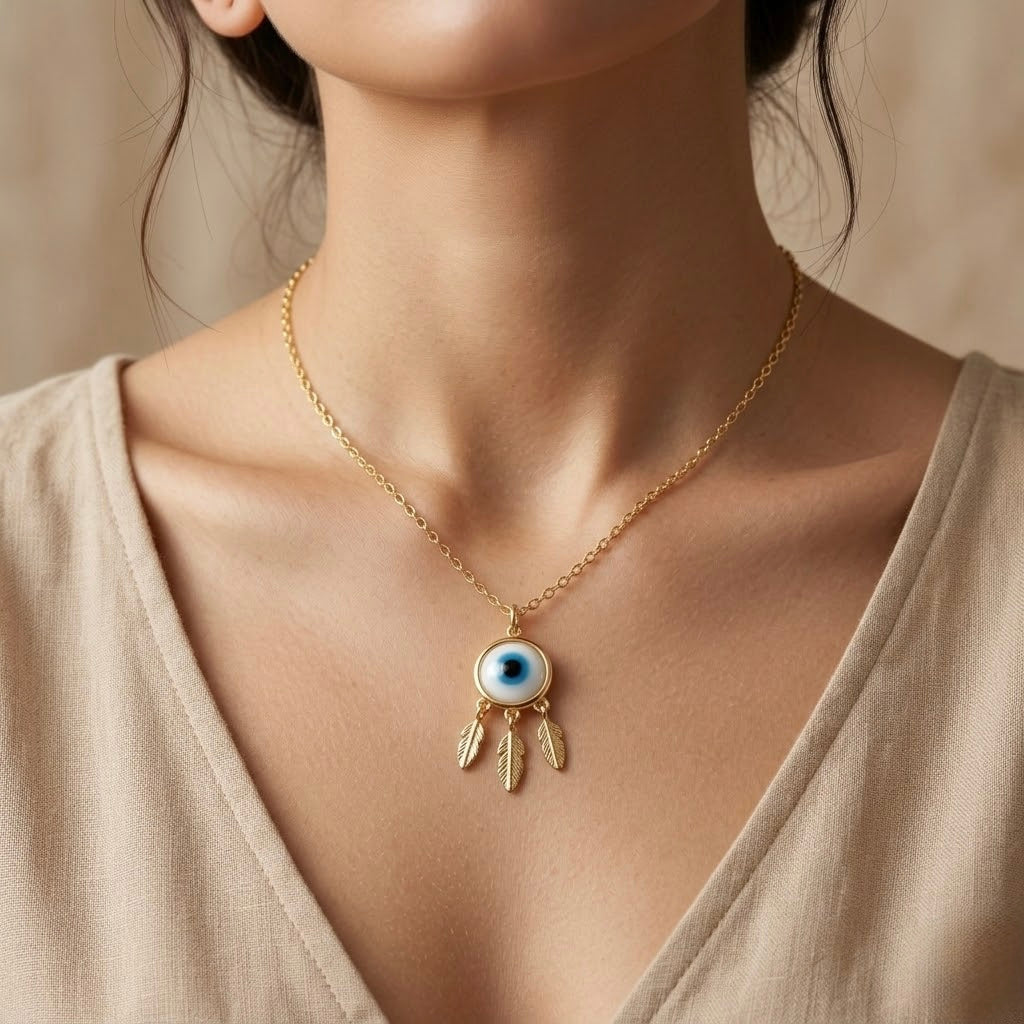 Evil Eye Chain Pendant – Petite – Gold view 5