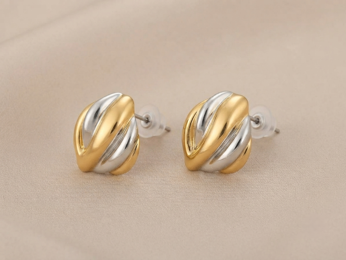 Swirl Earrings – Gold & Silver Mix view 9