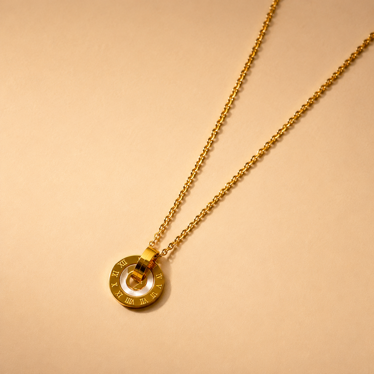 Roman No Fancy Chain Pendant – Gold + White view 7