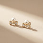 Mini Heart Pearl Earrings – Gold view 7