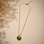 Diamond Chain Pendant – Gold + Green view 6
