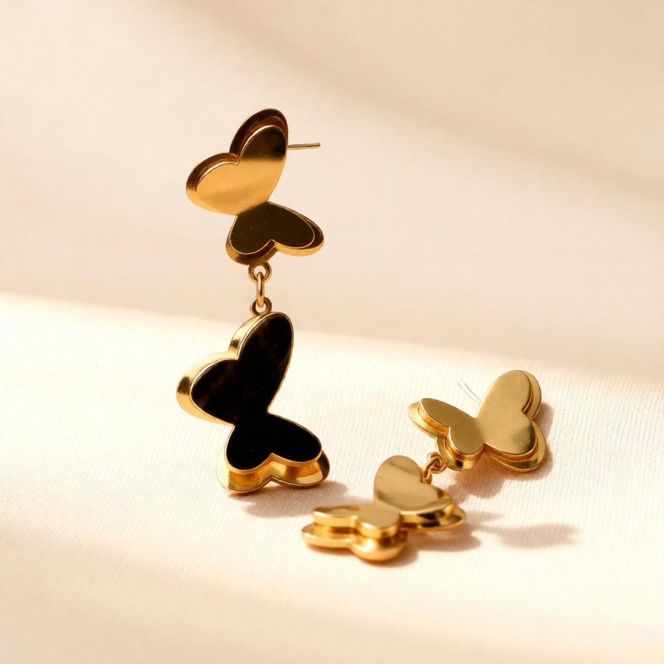 Butterfly Stylish Earrings – Gold view 8