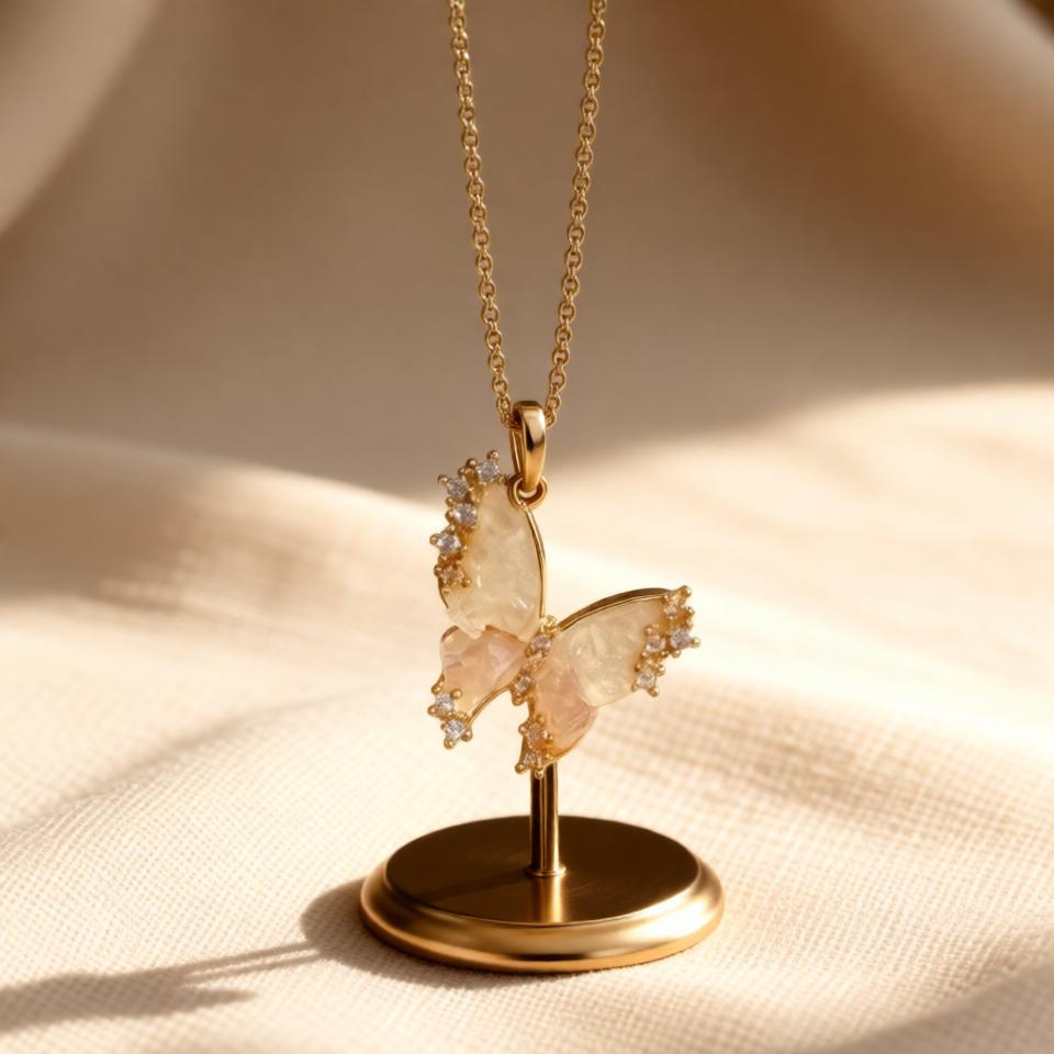 Butterfly Stylish Chain Pendant – Rose Gold view 8