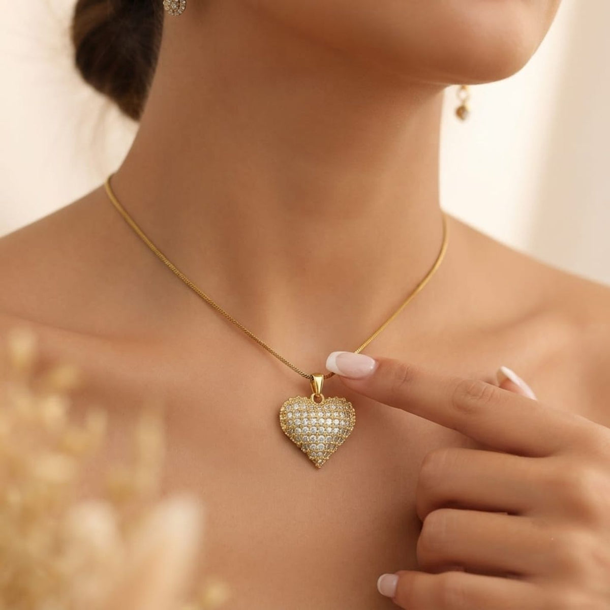 Heart Fancy Chain Pendant – Gold – Gold view 10