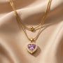 Heart Fancy Chain Pendant – Gold + Pink – Gold + Pink view 7