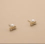 Mini Heart Pearl Earrings – Gold view 4