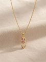 Rose Classic Chain Pendant – Gold + Pink view 4
