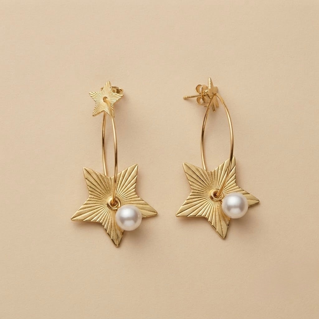 Fancy Star Earrings – Gold view 4