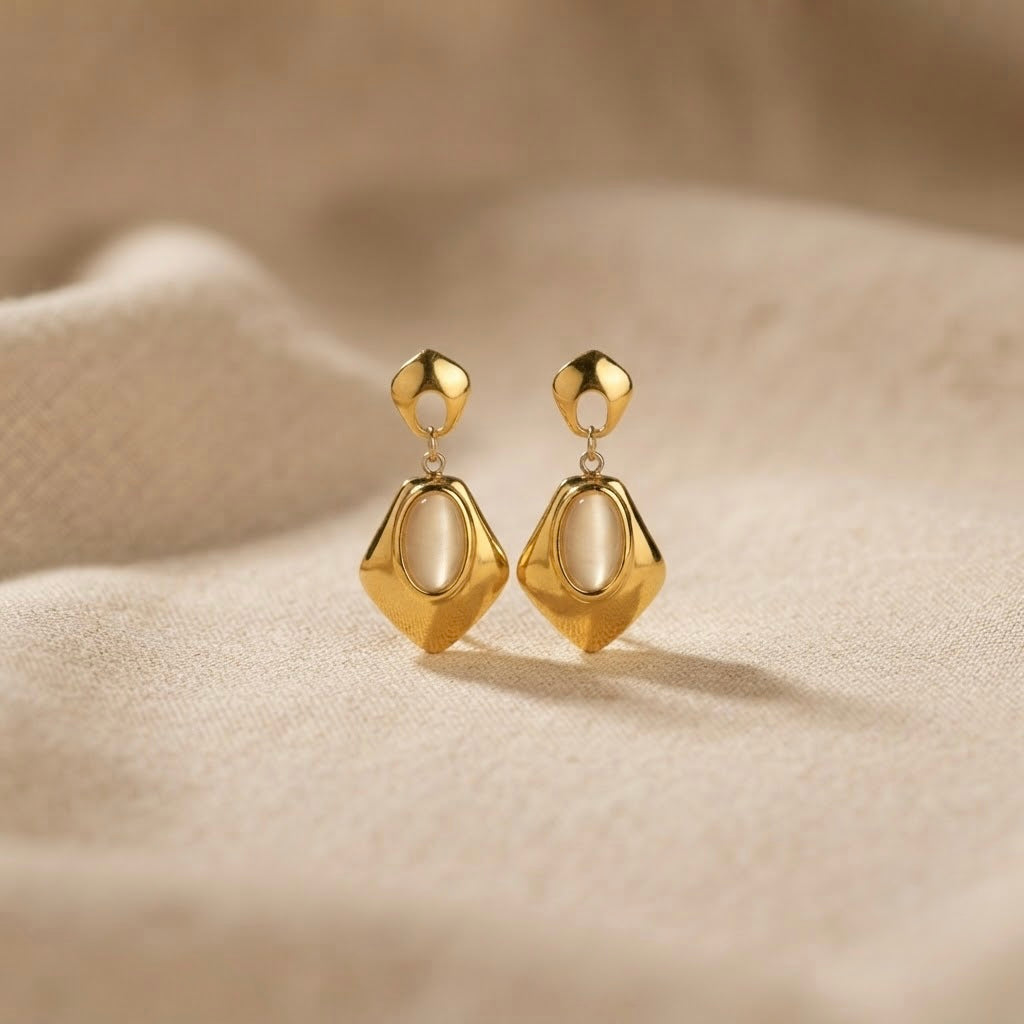 Gemstone Stylish Earrings – Gold view 5