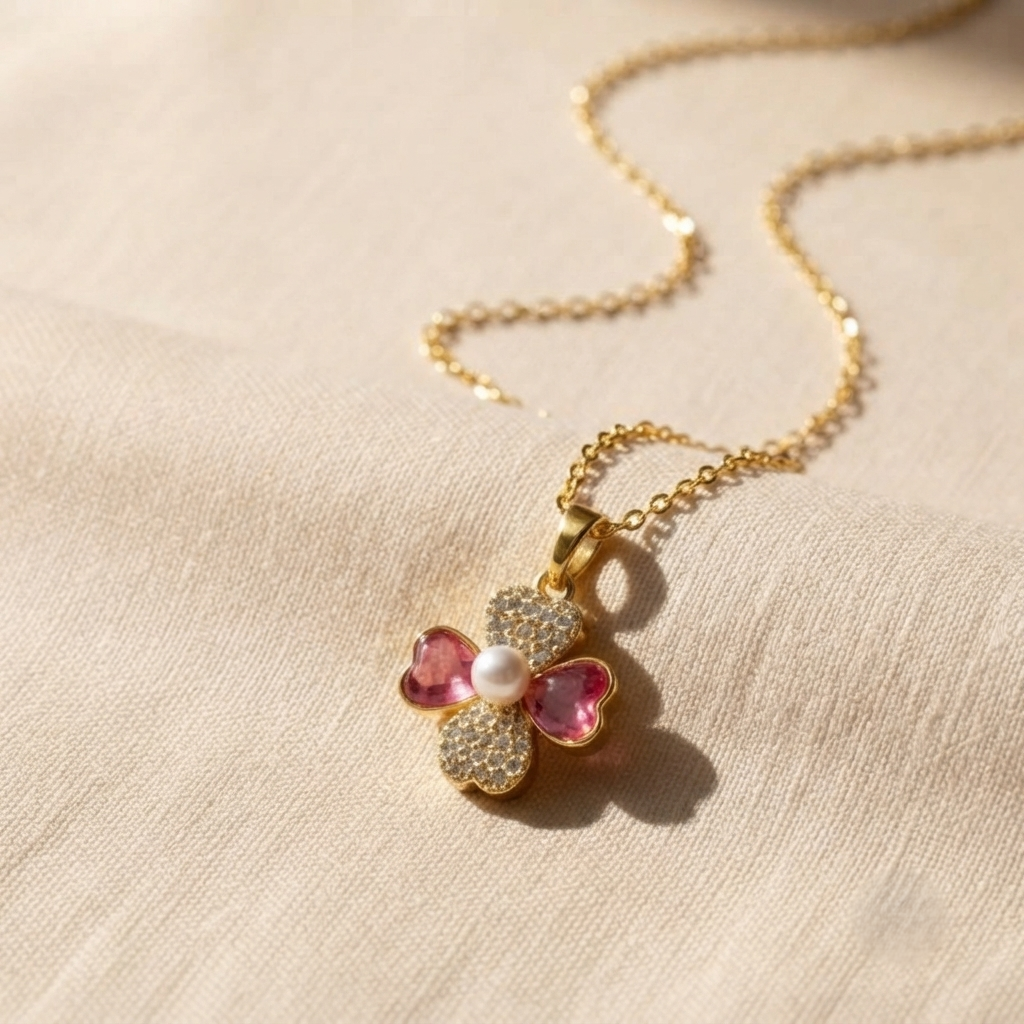 Flower Chain Pendant – Petite – Gold view 3