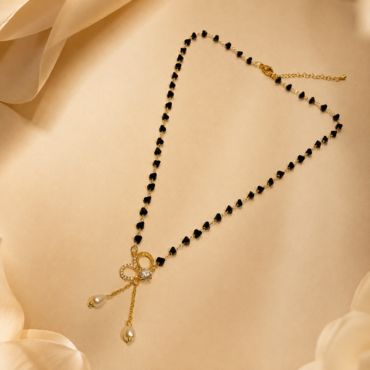Butterfly Fancy Chain Pendant – Gold + Black view 4