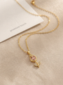 Rose Classic Chain Pendant – Gold + Pink view 3