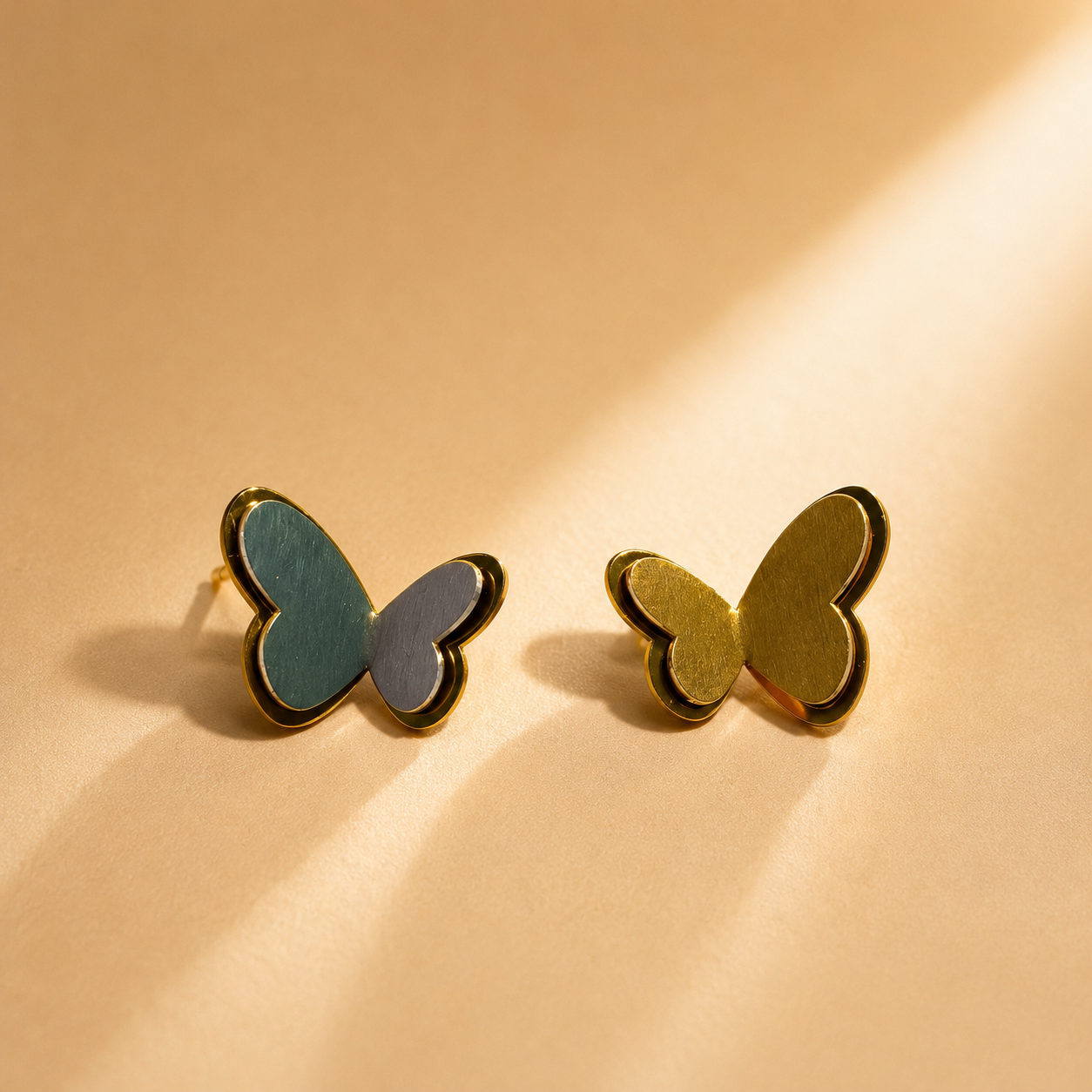 Butterfly Earring – Gold & Silver Mix view 2