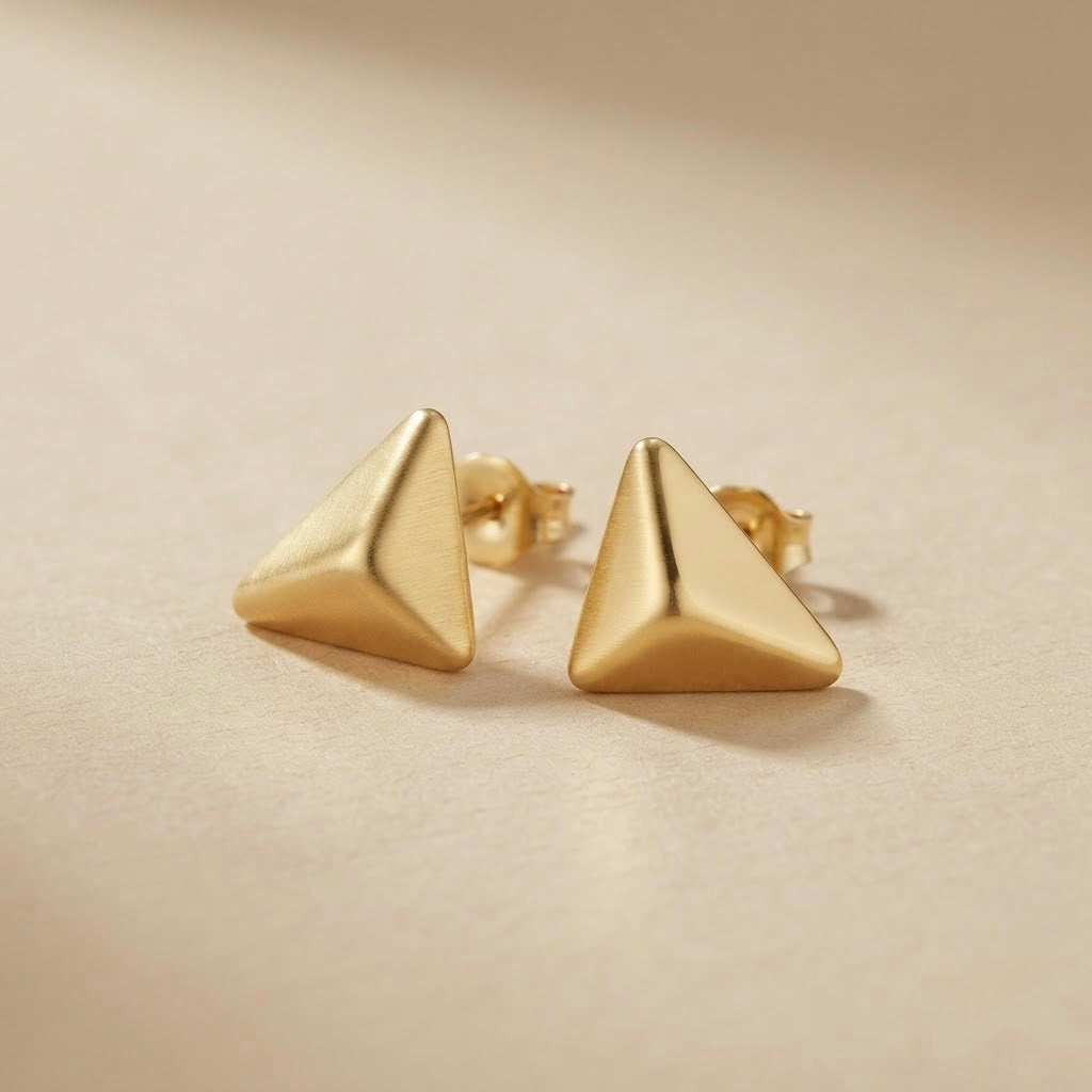 Triangular Stud Earrings – Gold view 4