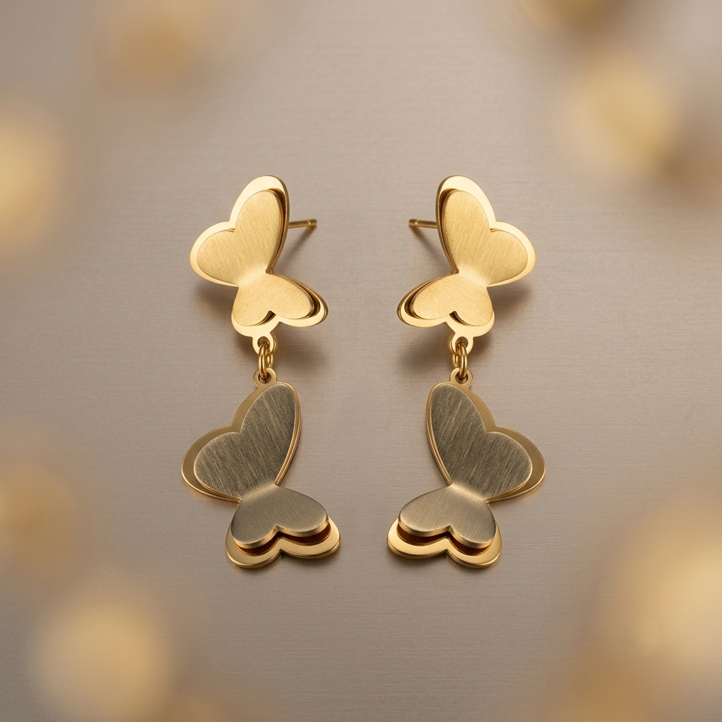 Butterfly Stylish Earrings – Gold view 10
