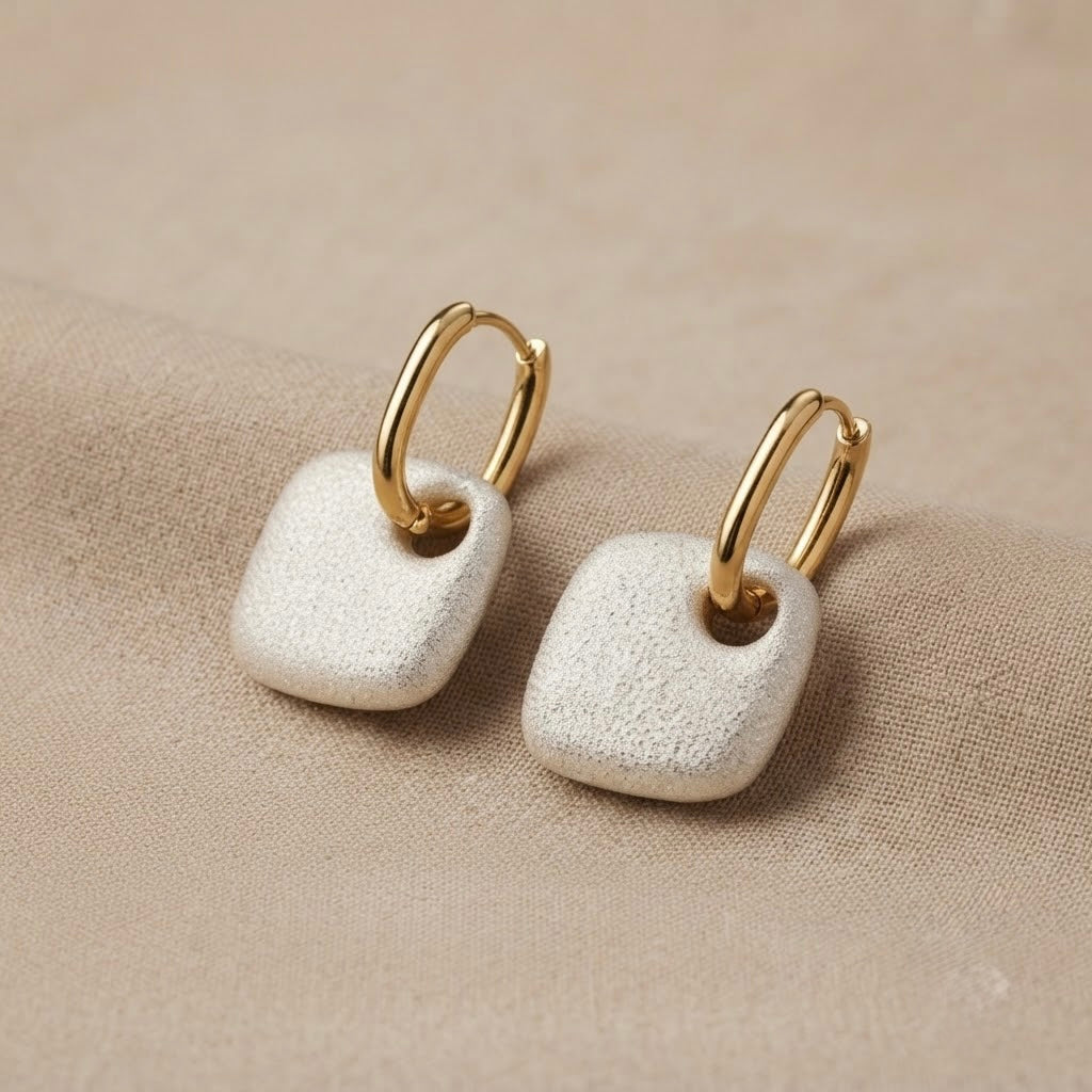 Irregular Pendant Earrings – Gold view 3