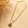 Diamond Two Layer Chain Pendant – Gold view 5