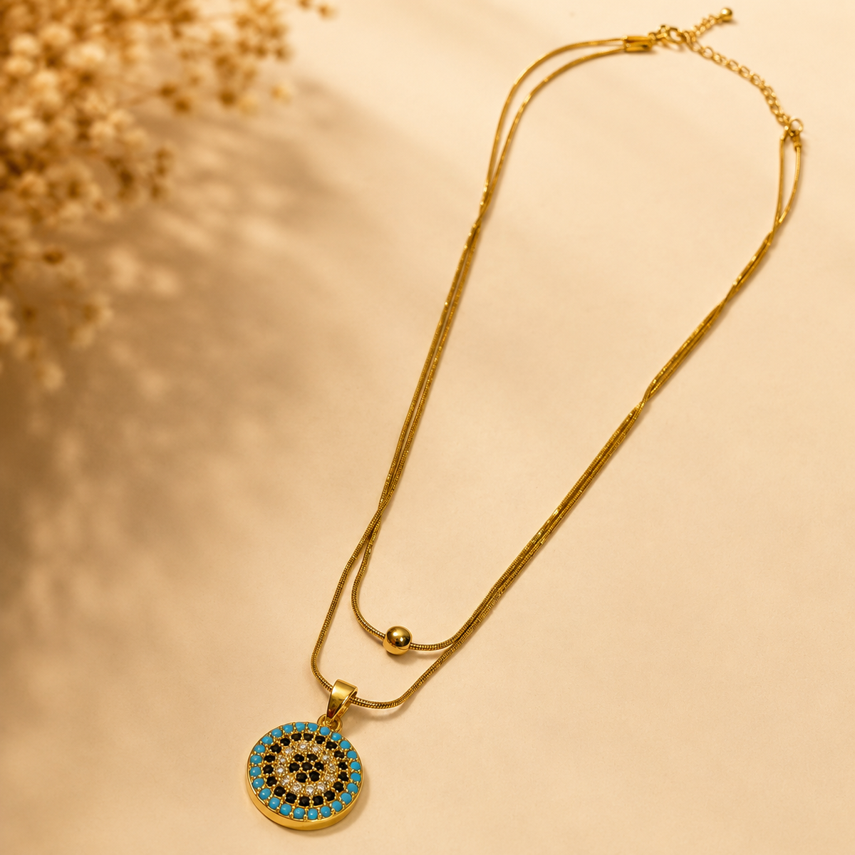 Diamond Two Layer Chain Pendant – Gold view 5