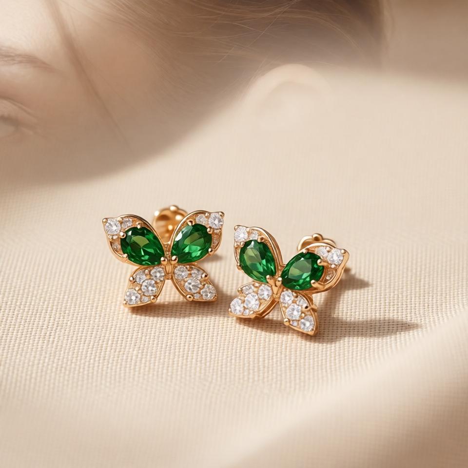 Butterfly Earrings – Gold view 5