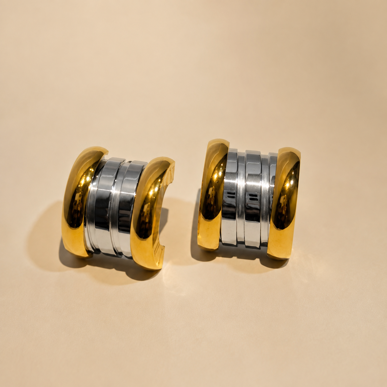 Fancy Stud Earrings – Gold & Silver view 2