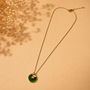 Diamond Chain Pendant – Gold + Green view 3