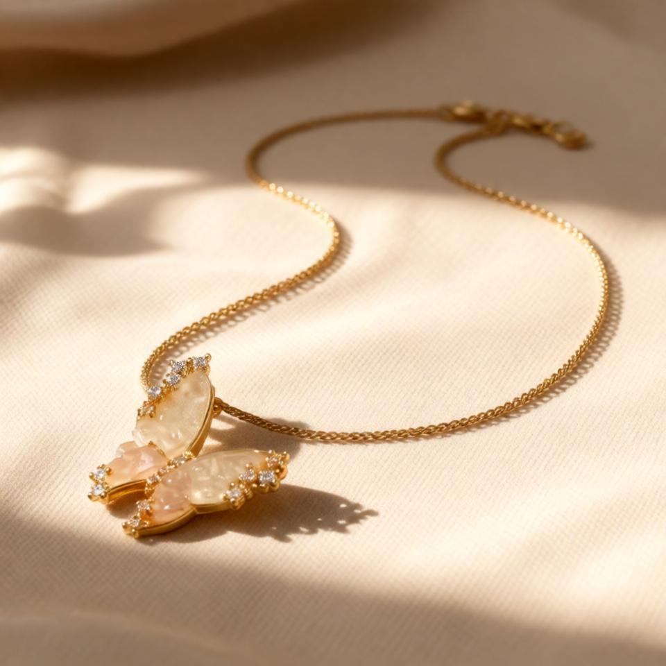 Butterfly Stylish Chain Pendant – Rose Gold view 7