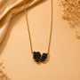 Black Butterfly Chain Pendant – Gold view 3