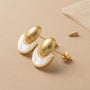 Pearl Disc Earrings – Gold view 3