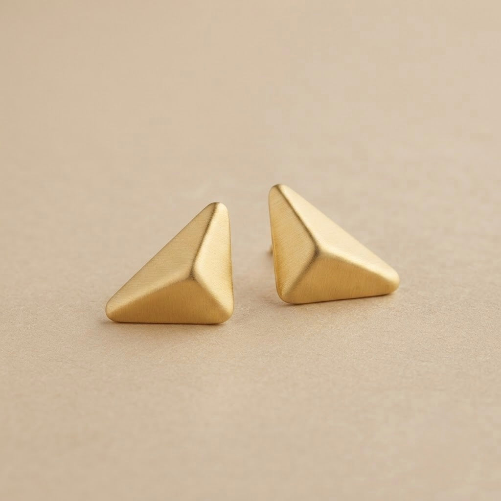 Triangular Stud Earrings – Gold view 5