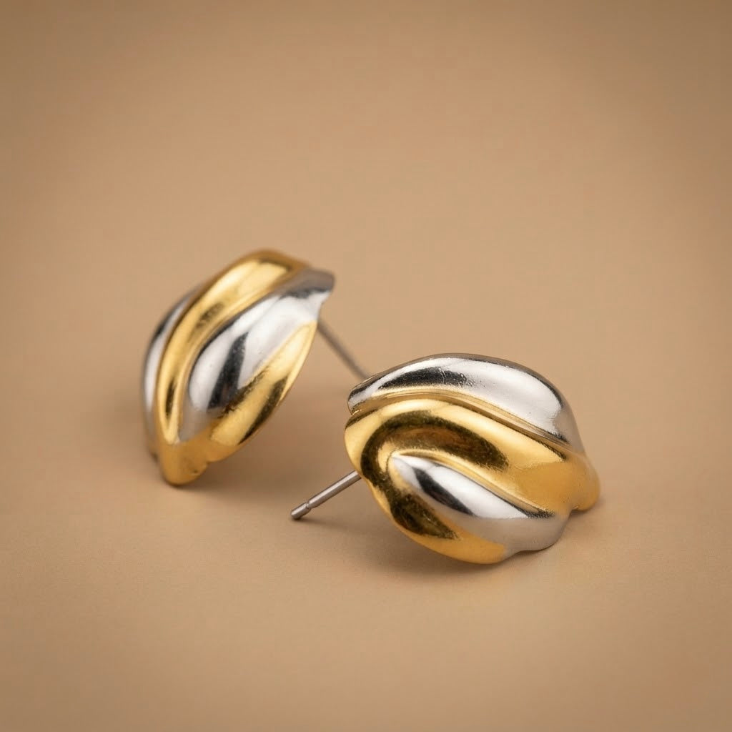 Swirl Earrings – Gold & Silver Mix view 5