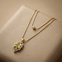 Leafy Two Layer Chain Pendant — detail