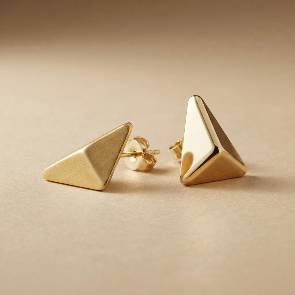 Triangular Stud Earrings – Gold view 3