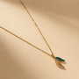 Leafy Chain Pendant – Gold + Green view 19