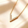 V Classic Chain Pendant – Gold + White view 6