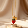 Strawberry & Heart Chain Pendant – Gold view 6
