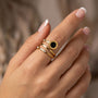 Roman Numeral Double Circle Finger Rings – Gold view 1
