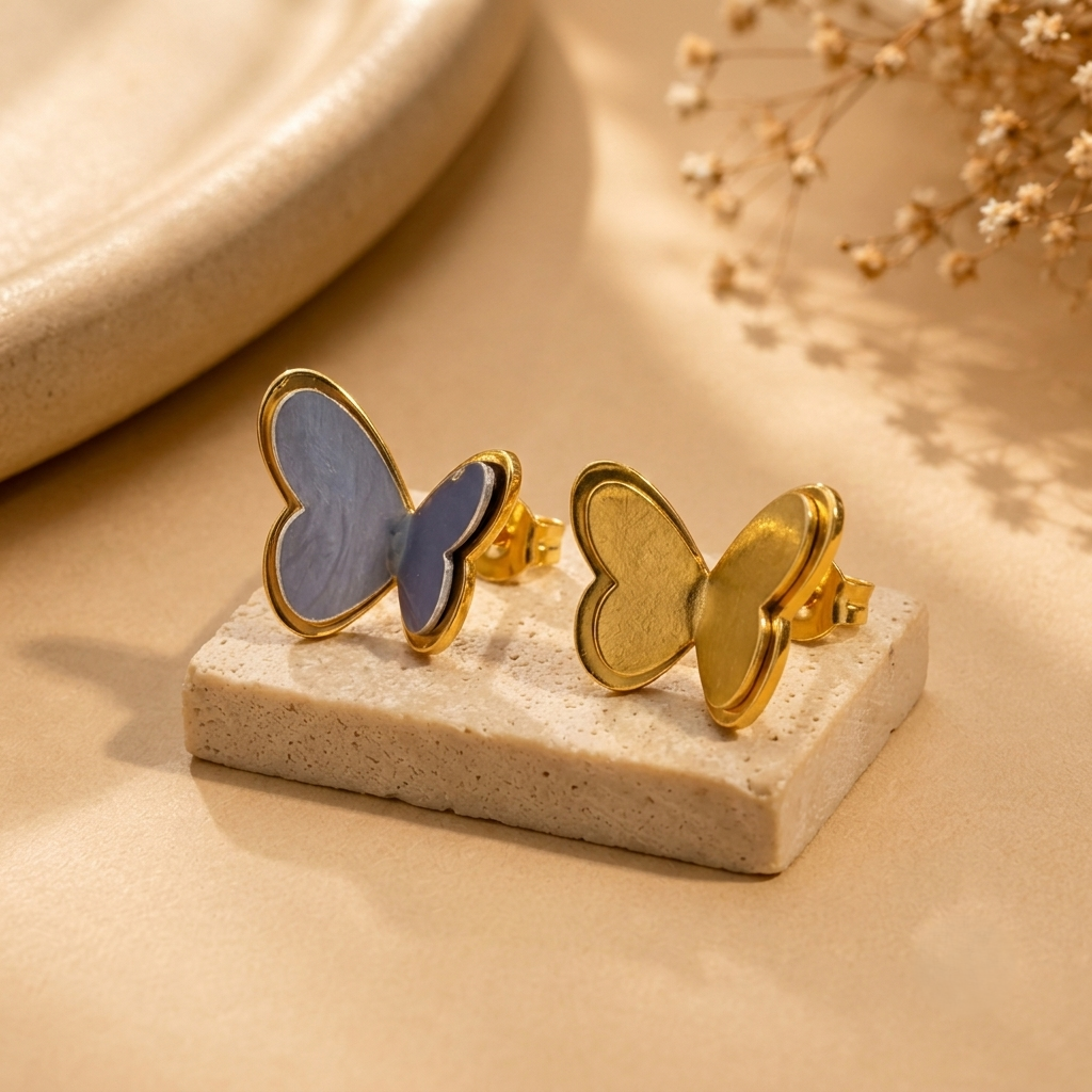 Butterfly Earring – Gold & Silver Mix view 6