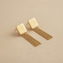 Square Chain Earrings – Gold view 5